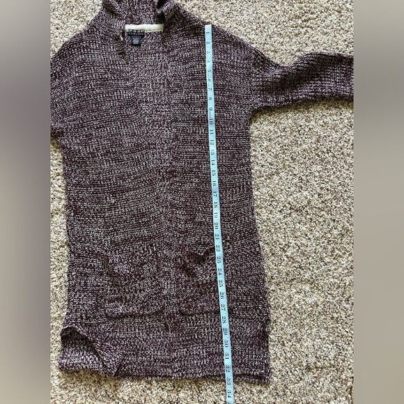 Poof! New York Women’s Maroon Knit Open Front Hooded Sweater Cardigan Size Large - Picture 9 of 9